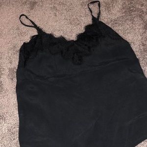 Abercrombie & Fitch black satin lace cami tank top